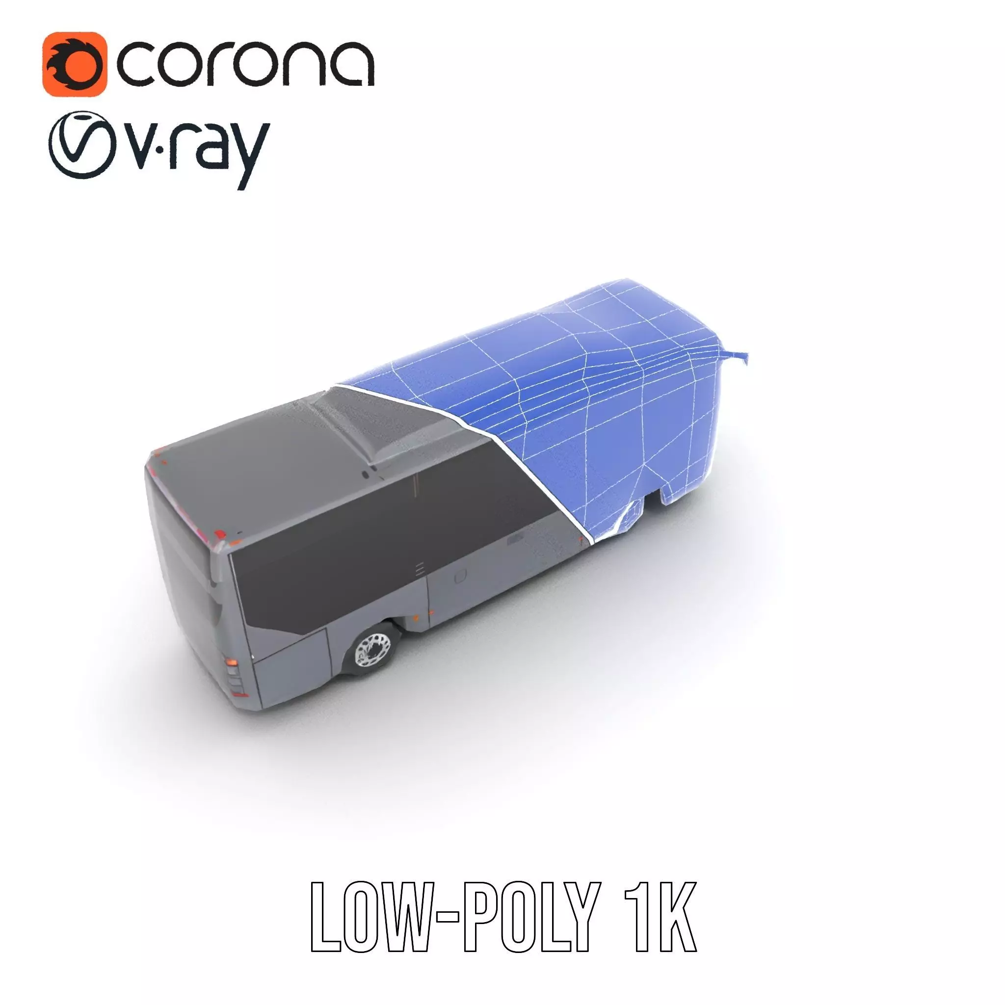 Gray Urban Bus model pack Low-poly 3D model_15