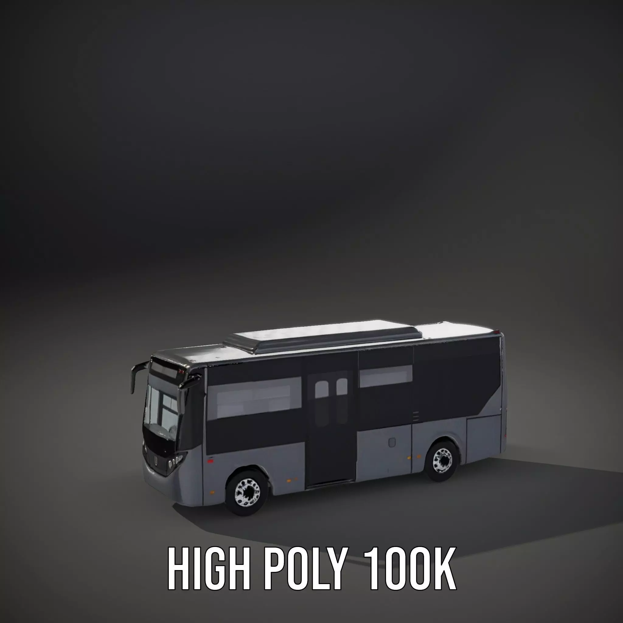 Gray Urban Bus model pack Low-poly 3D model_11