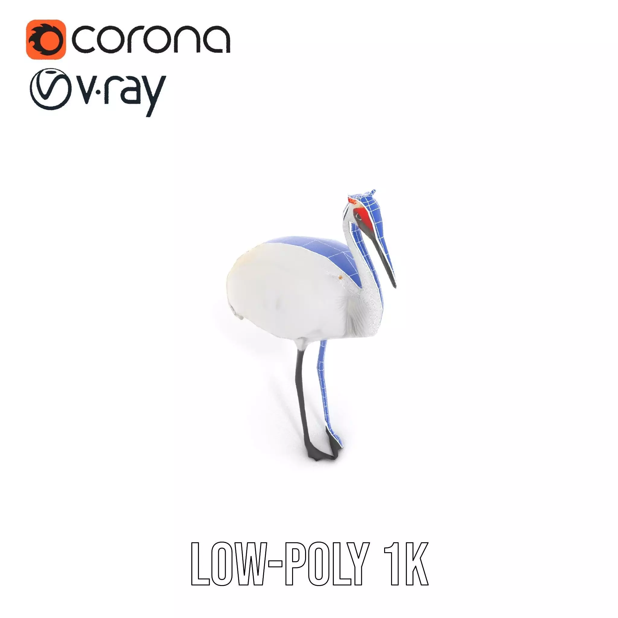 Elegant Crowned Crane model pack Low-poly 3D model_29