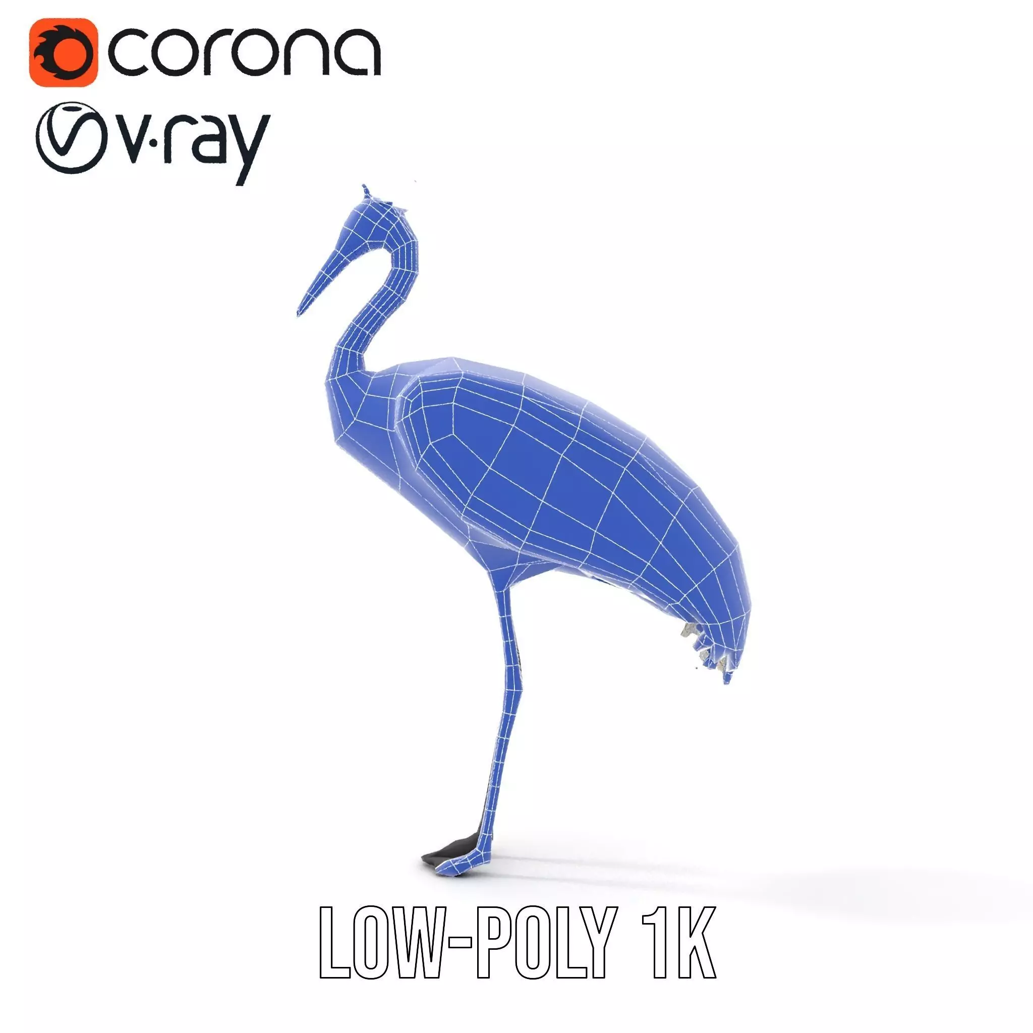 Elegant Crowned Crane model pack Low-poly 3D model_18
