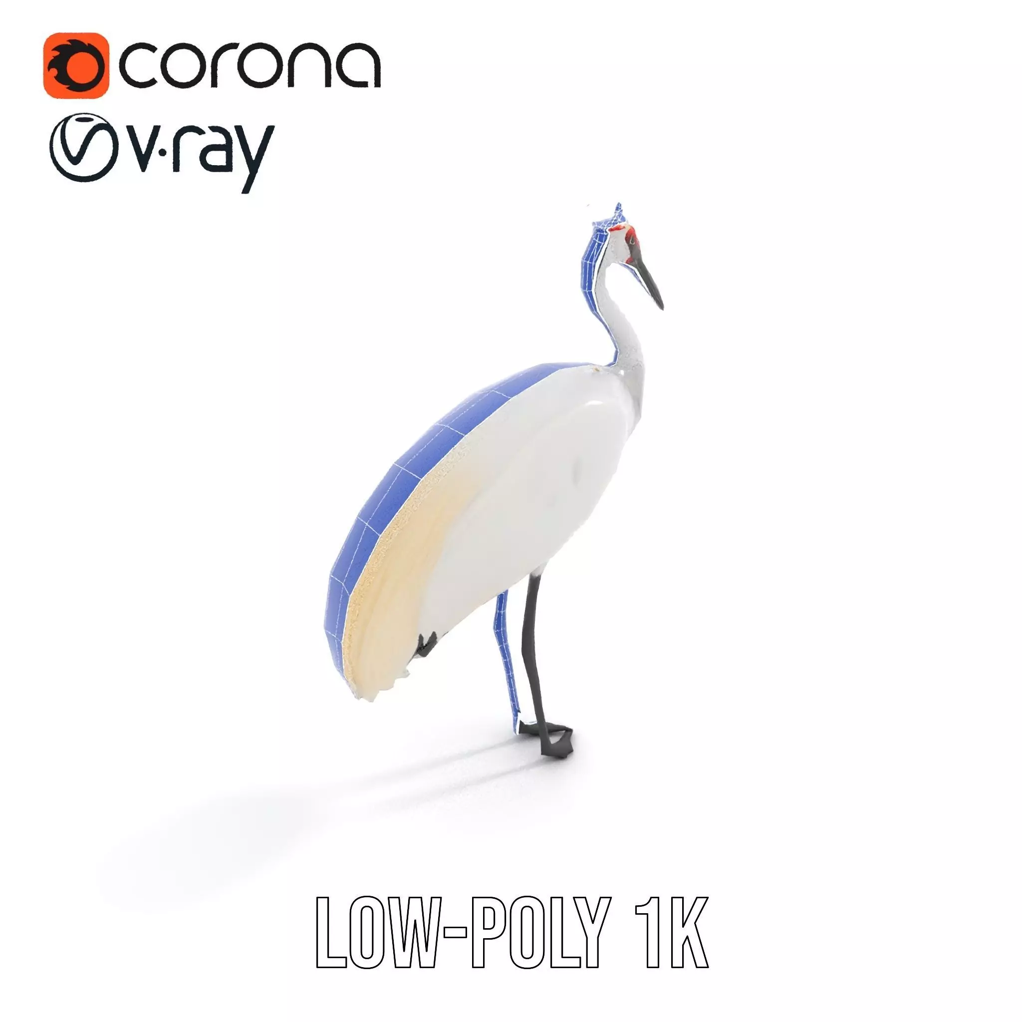 Elegant Crowned Crane model pack Low-poly 3D model_20