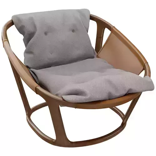 Modern Upholstered Wooden Rocking Chair 3D Model 