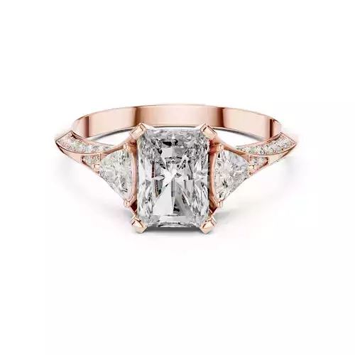 Knife Edge Shank Radiant and Trillion Cut Ring 3DM STL Video 3D print model