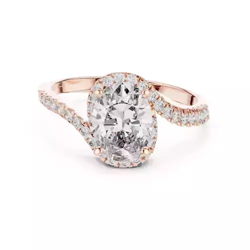 1Ct Oval Cut Bypass Shank Swirl Engagement Ring 3DM STL Video 3D print model