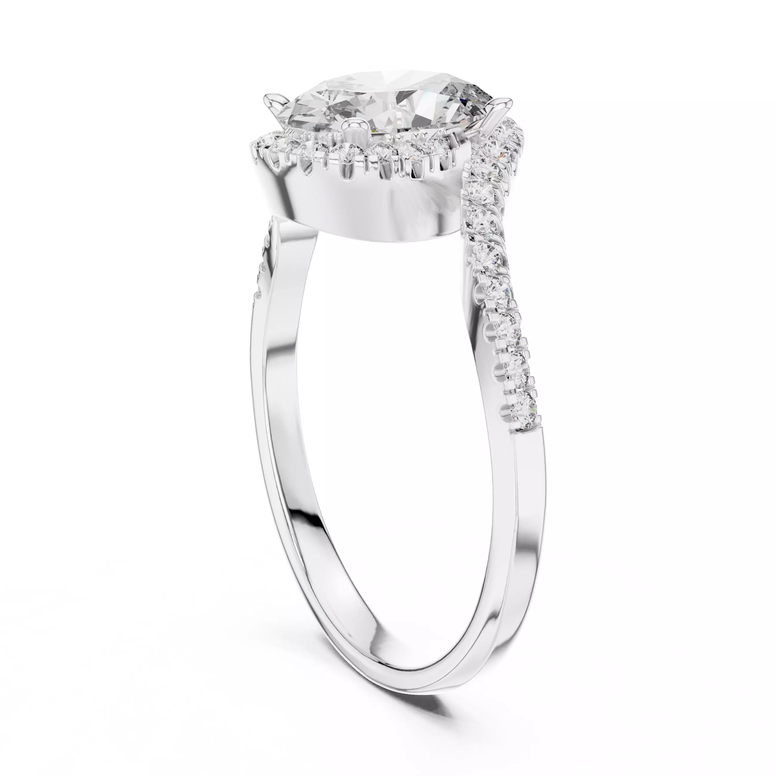 1Ct Oval Cut Bypass Shank Swirl Engagement Ring 3DM STL Video 3D print model_13