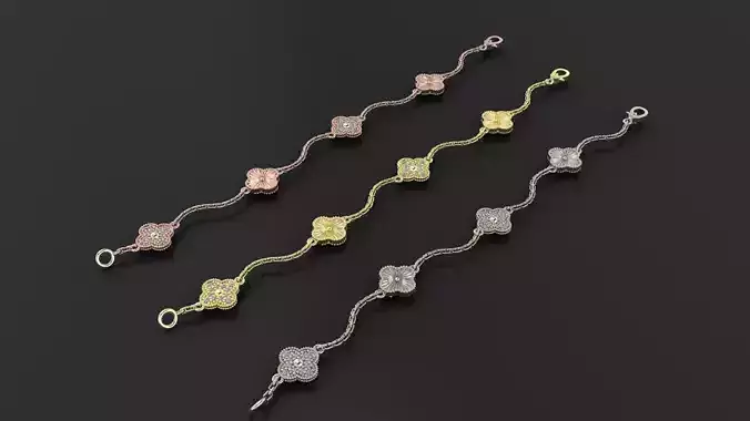 Van cleef Vintage Alhambra bracelet 3d print model