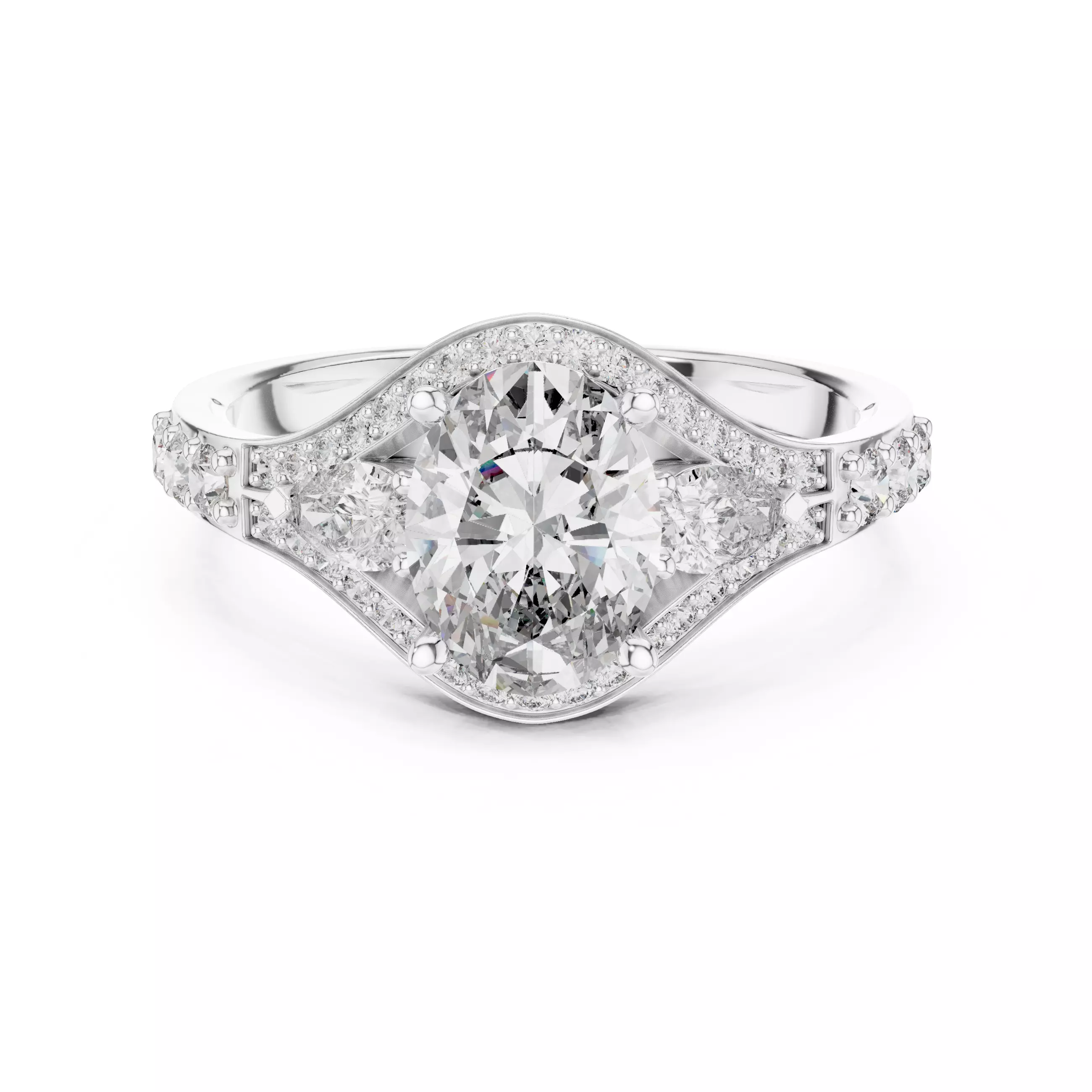 Oval Pear Round Diamond Engagement Wedding Ring 3DM STL Video 3D print model_2