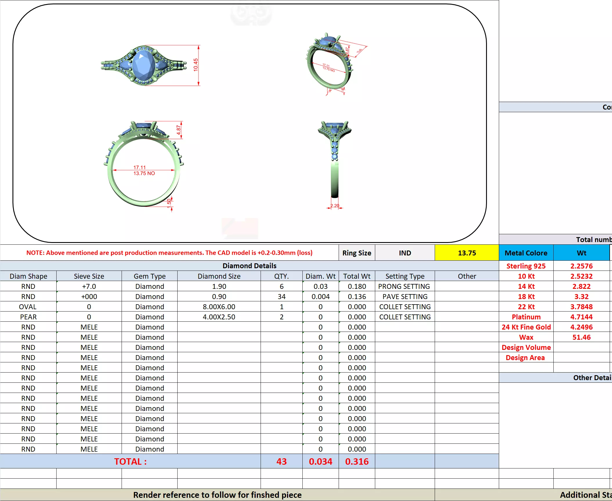 Oval Pear Round Diamond Engagement Wedding Ring 3DM STL Video 3D print model_13