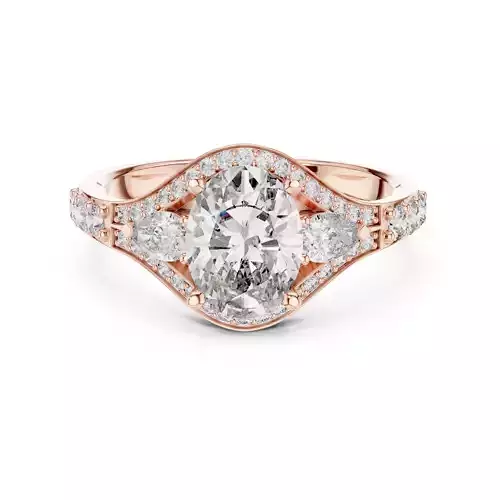 Oval Pear Round Diamond Engagement Wedding Ring 3DM STL Video 3D print model