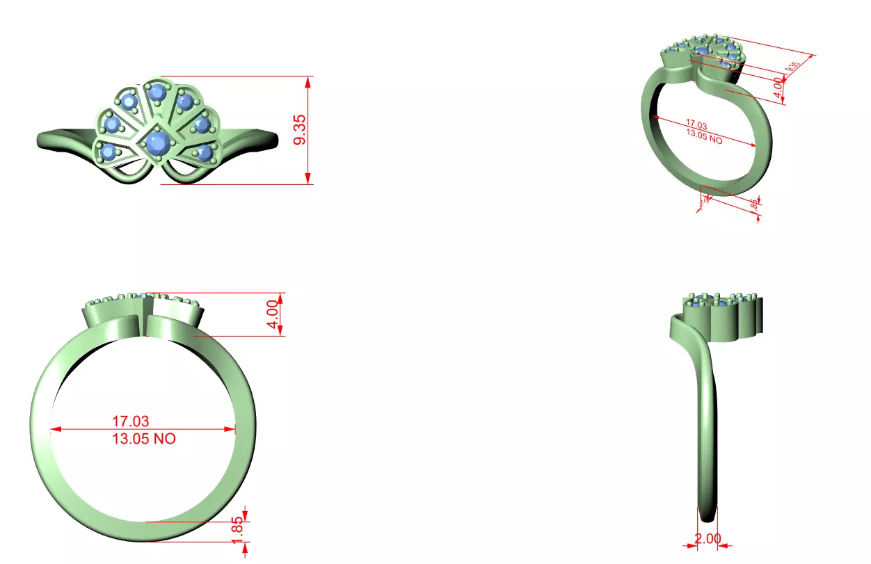 Round Cut  Diamond Floral Engagement Wedding Ring 3DM STL Video 3D print model_12