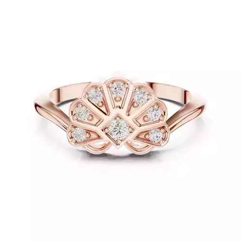 Round Cut  Diamond Floral Engagement Wedding Ring 3DM STL Video 3D print model