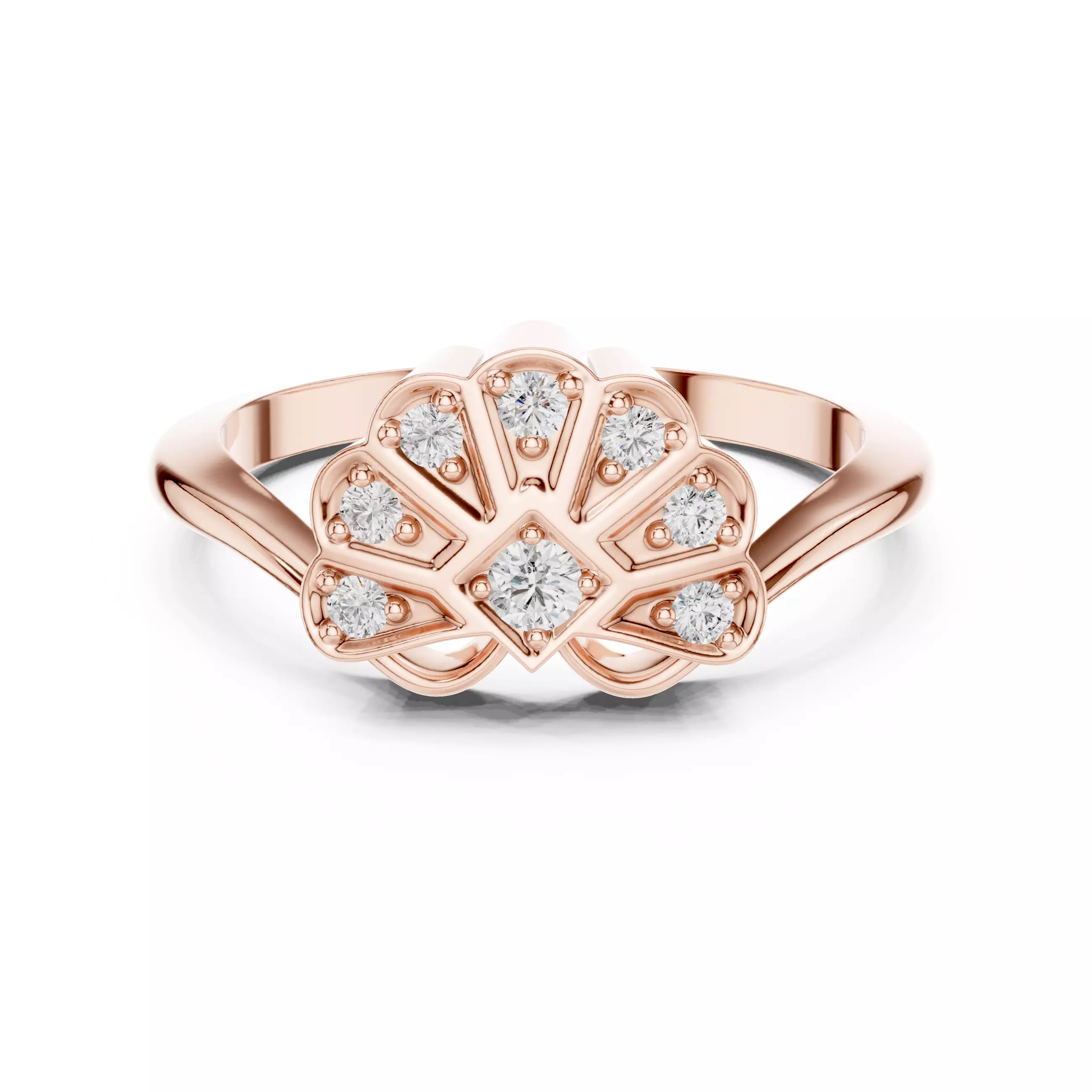 Round Cut  Diamond Floral Engagement Wedding Ring 3DM STL Video 3D print model_0