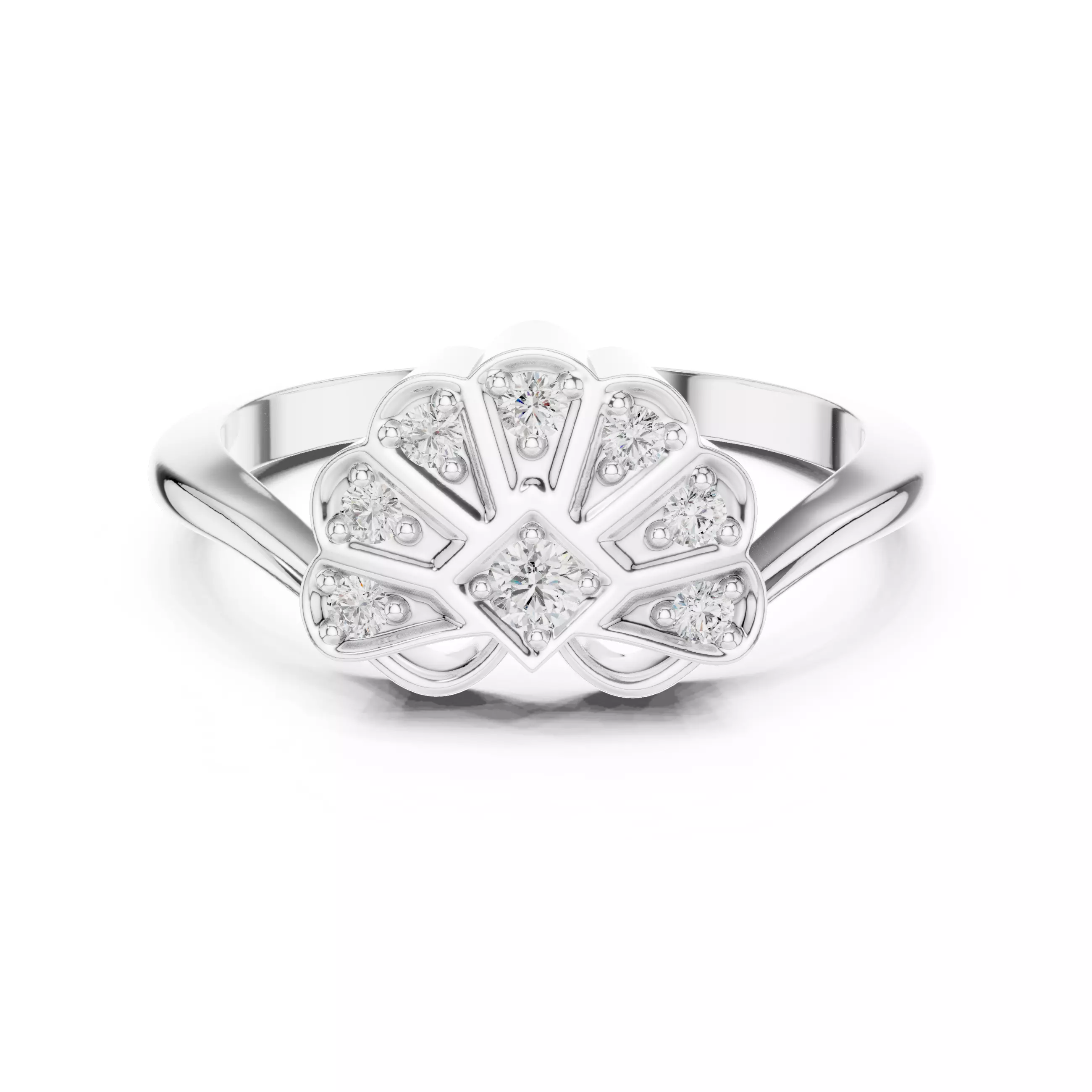 Round Cut  Diamond Floral Engagement Wedding Ring 3DM STL Video 3D print model_2