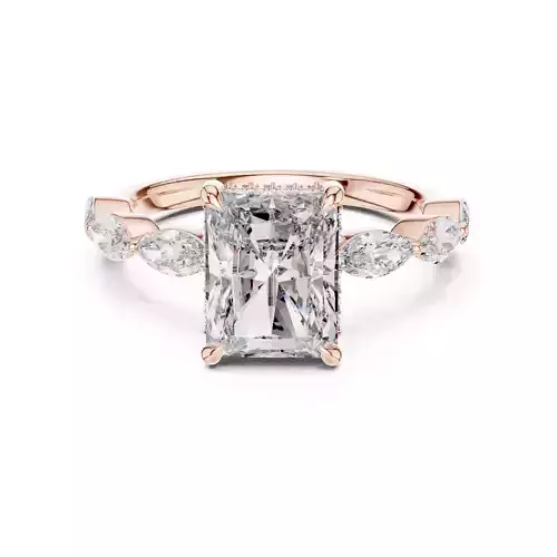 Radiant Cut Hidden Halo Marquise Wedding Ring 3DM STL Video