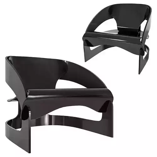 Modern Black Glossy Plastic Lounge Chair 3D Model 