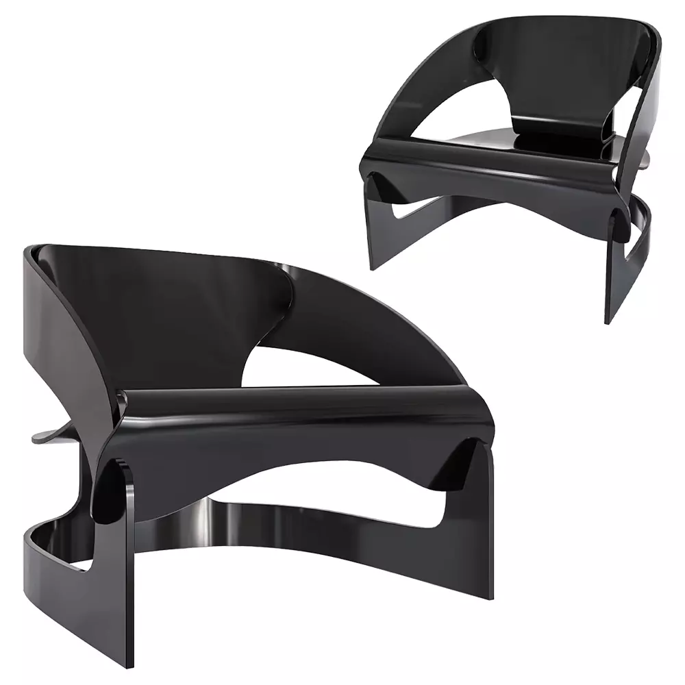 Modern Black Glossy Plastic Lounge Chair 3D Model  Low-poly 3D model_0