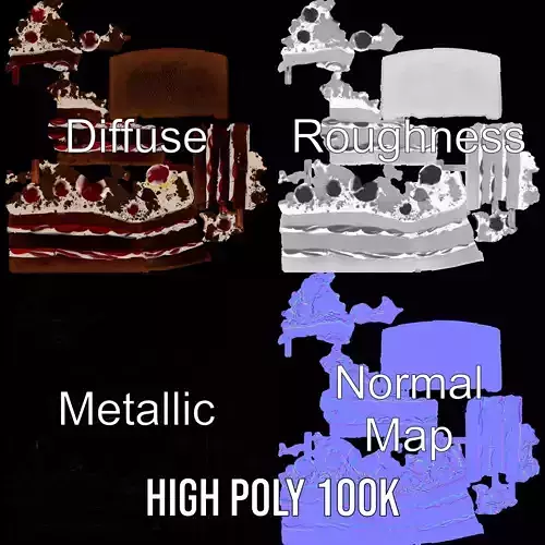 Cherry Chocolate Cake model pack Low-poly 3D model 3