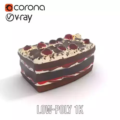 Cherry Chocolate Cake model pack Low-poly 3D model 7