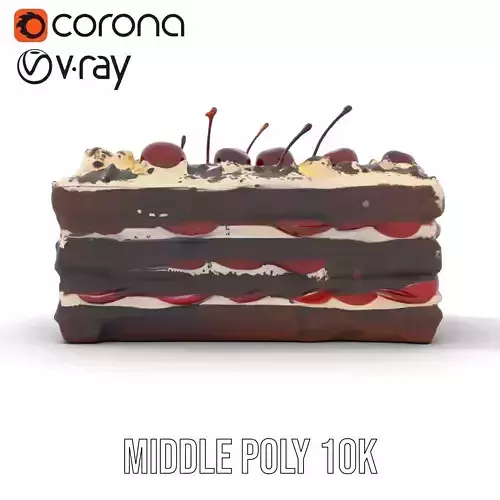 Cherry Chocolate Cake model pack Low-poly 3D model 5