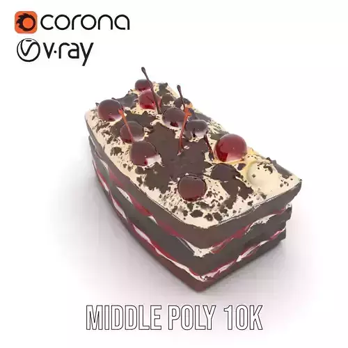 Cherry Chocolate Cake model pack Low-poly 3D model 6