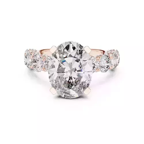 U Cut Pave Round Oval Cut Diamond Engagement Ring 3DM STL Video 3D print model