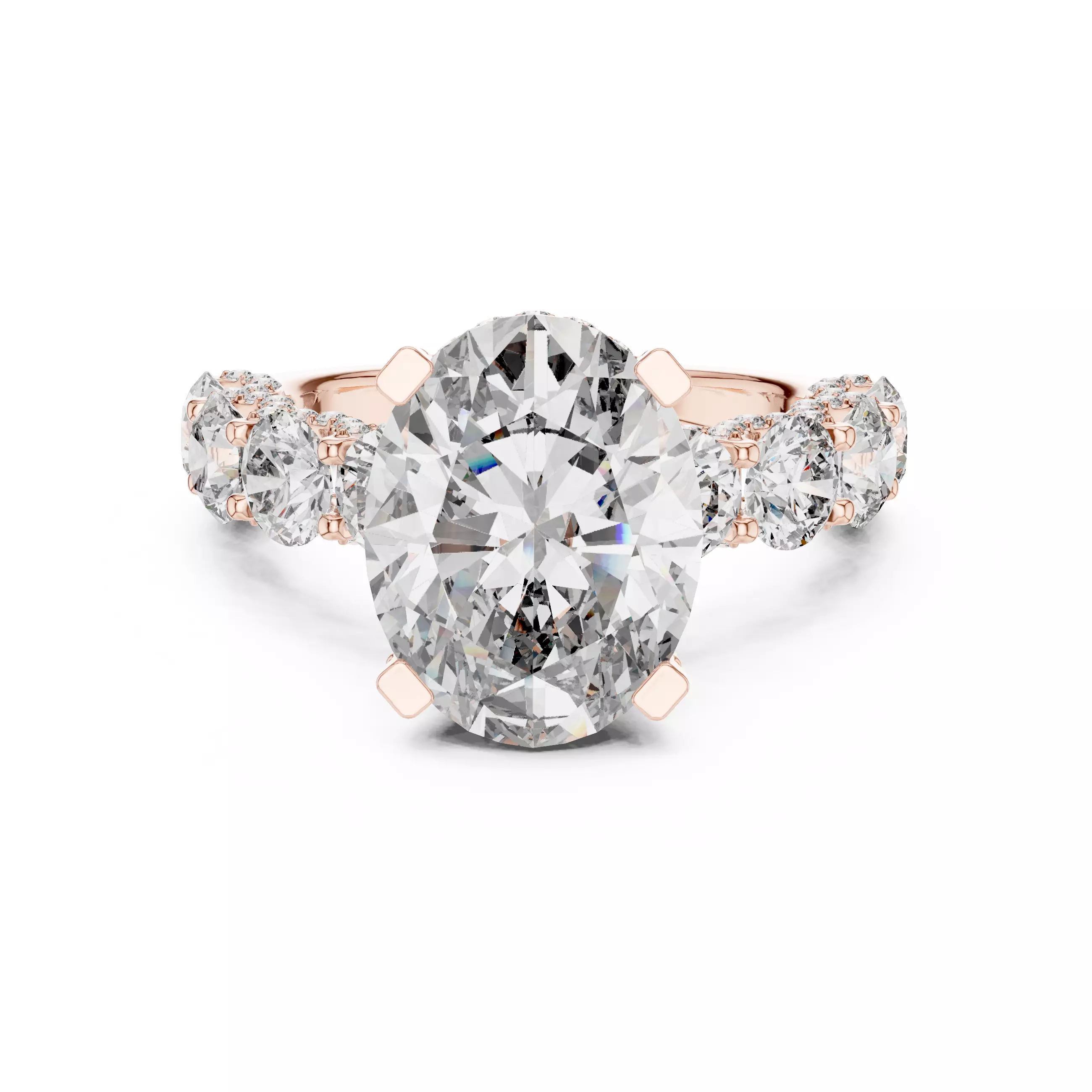 U Cut Pave Round Oval Cut Diamond Engagement Ring 3DM STL Video 3D print model