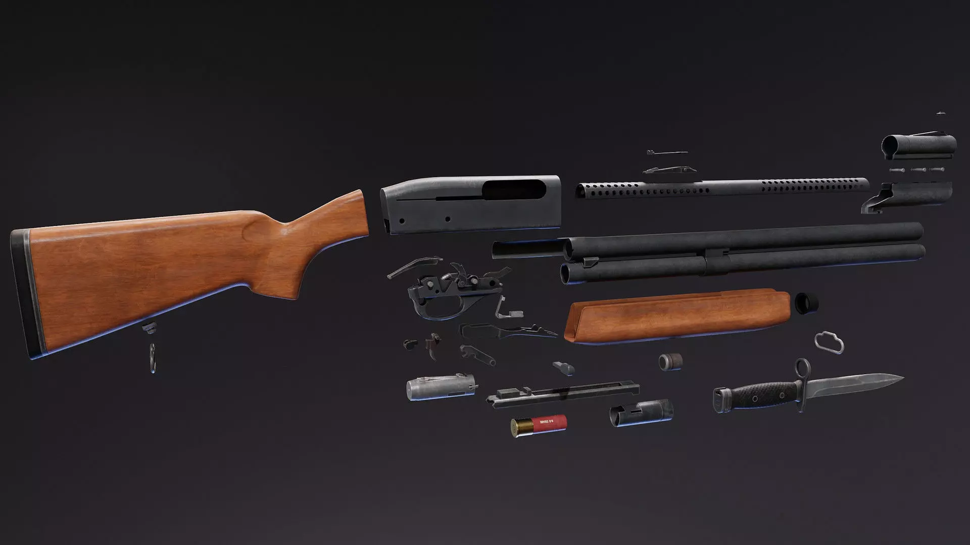 Remington Model 7188 Low-poly 3D model_10