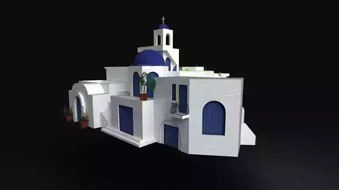 Stylized Mediterranean Town  Low-poly 3D model