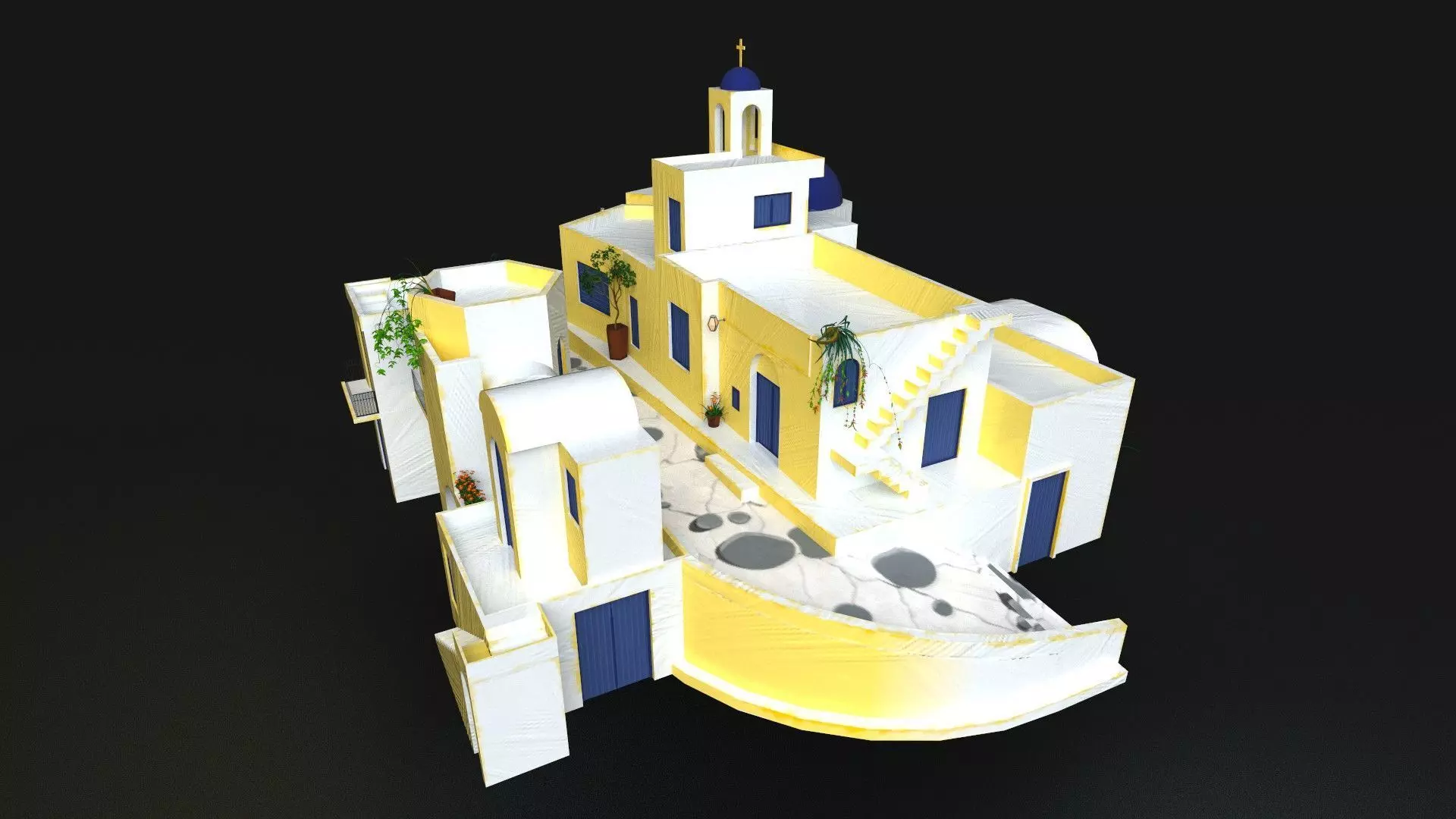 Stylized Mediterranean Town  Low-poly 3D model_3