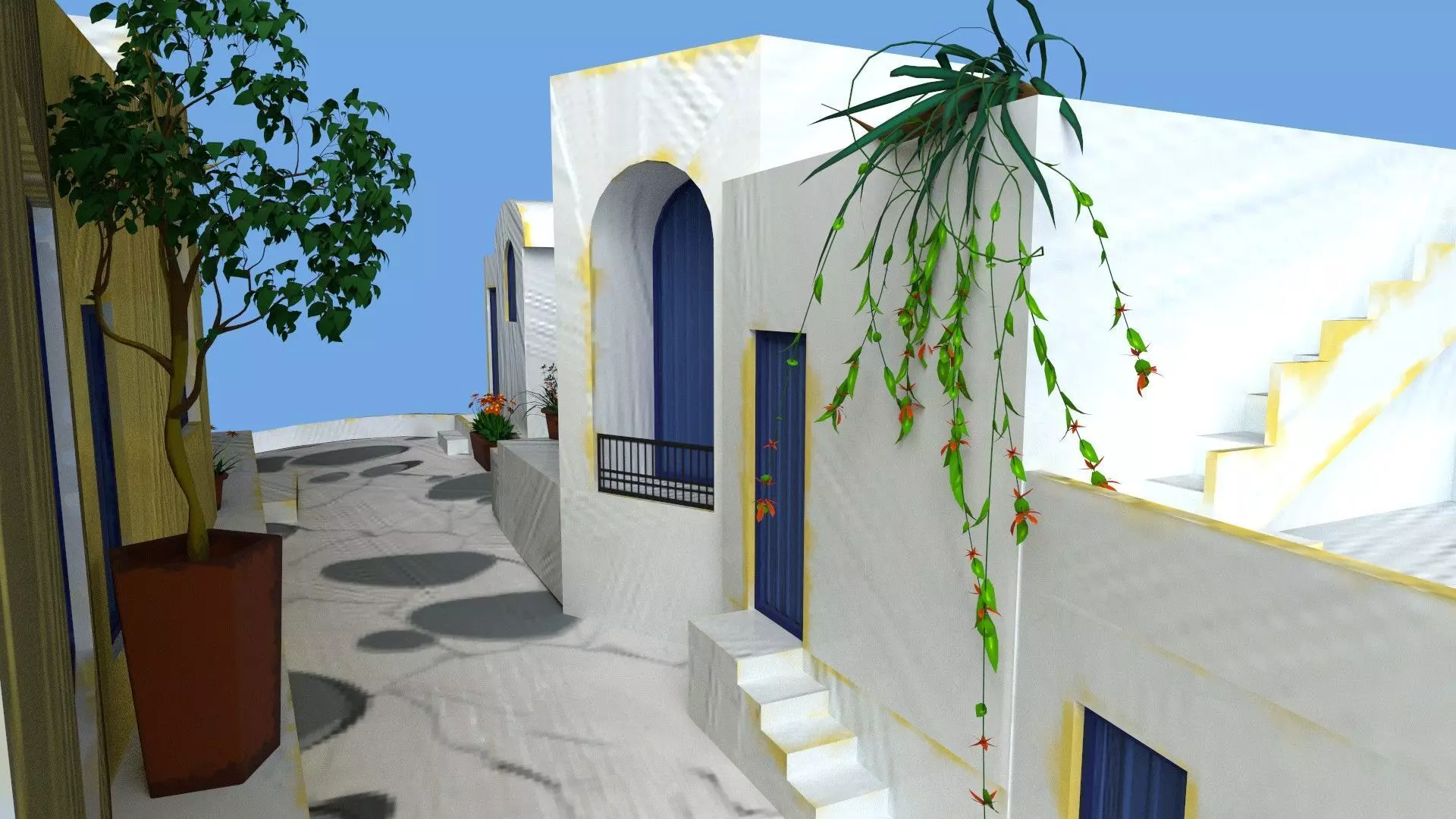 Stylized Mediterranean Town  Low-poly 3D model_4