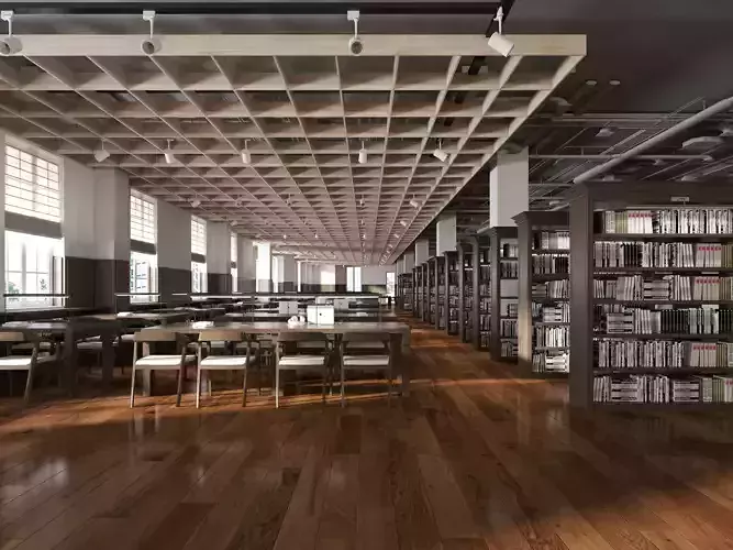 library Low-poly 3D model