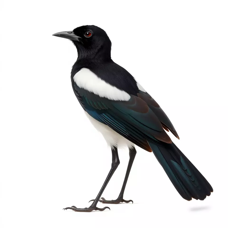 Elegant Magpie Bird model pack Low-poly 3D model_3
