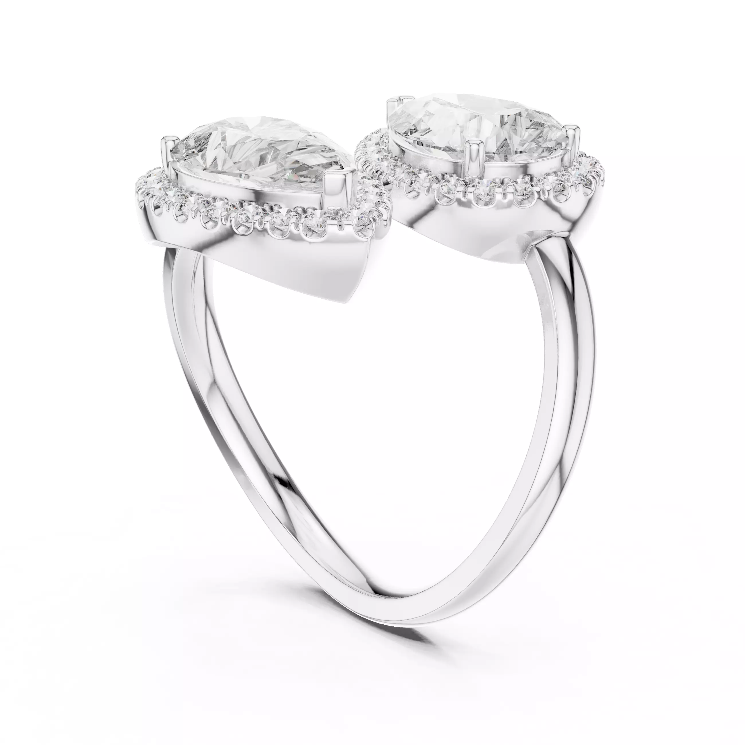 Open Cuff Bypass Pear Cut Diamond Wedding Ring 3DM STL Video 3D print model_9