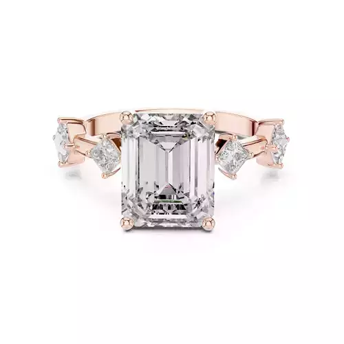 Five Stone Emerald  Princess Cut Engagement Ring 3DM STL Video 3D print model