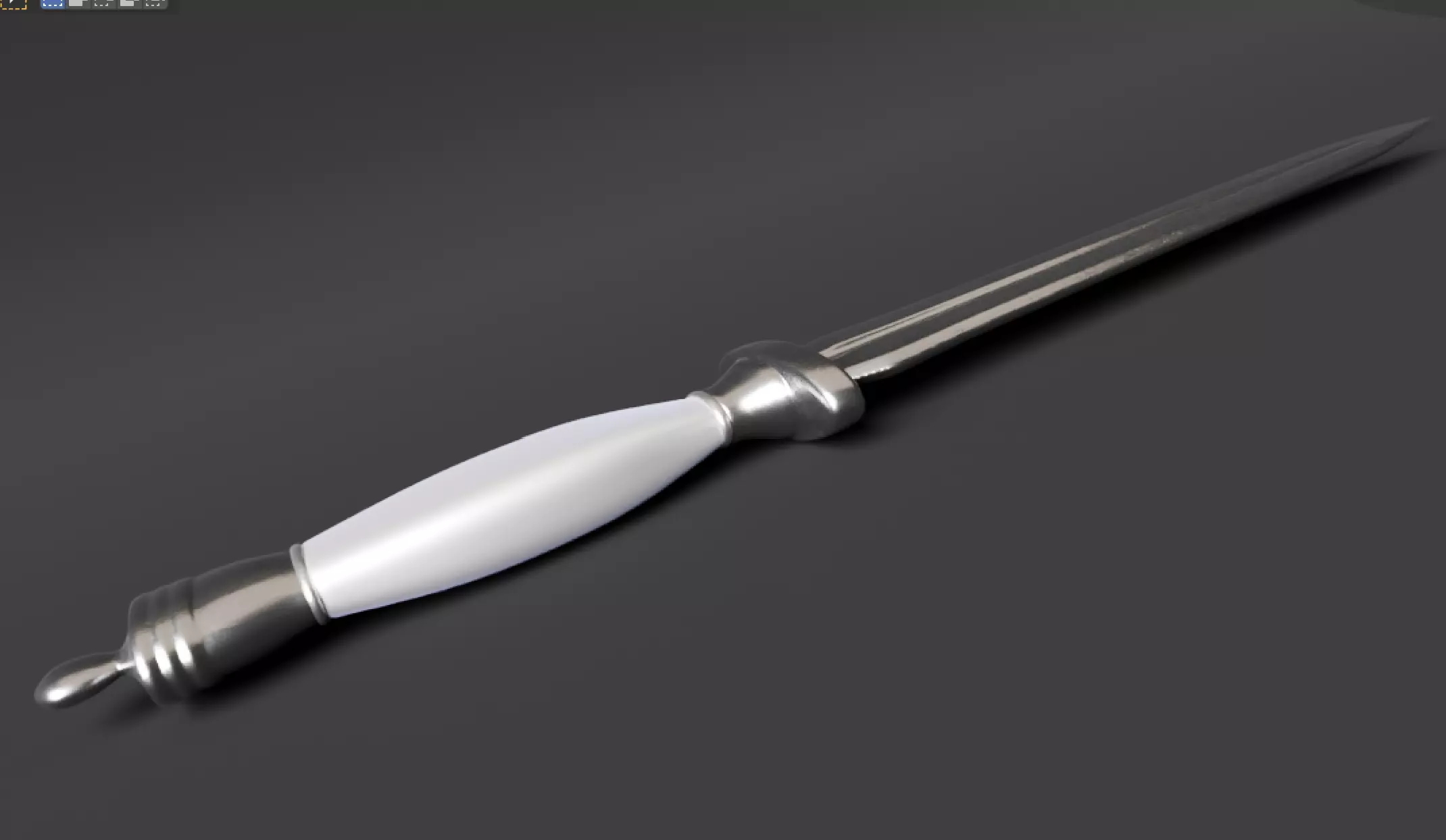 3D White Gothic Dagger 3D model_4