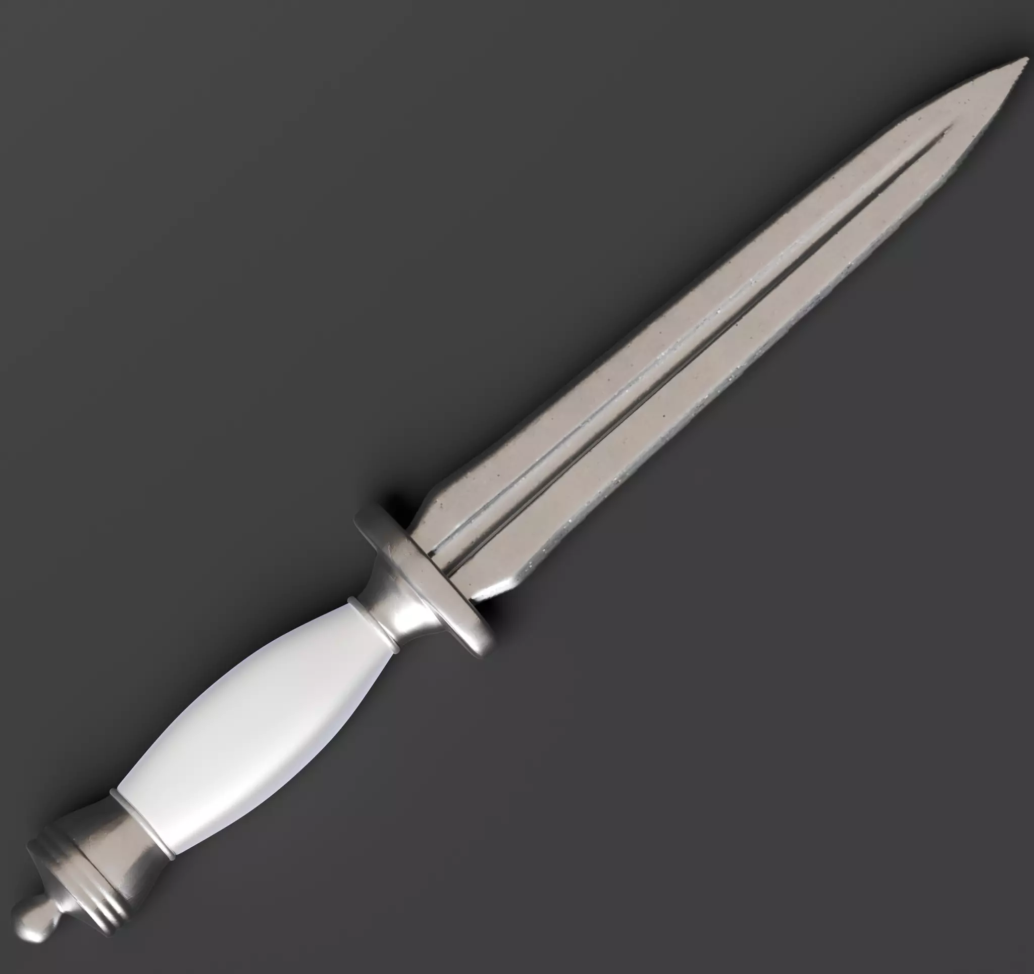 3D White Gothic Dagger 3D model_0