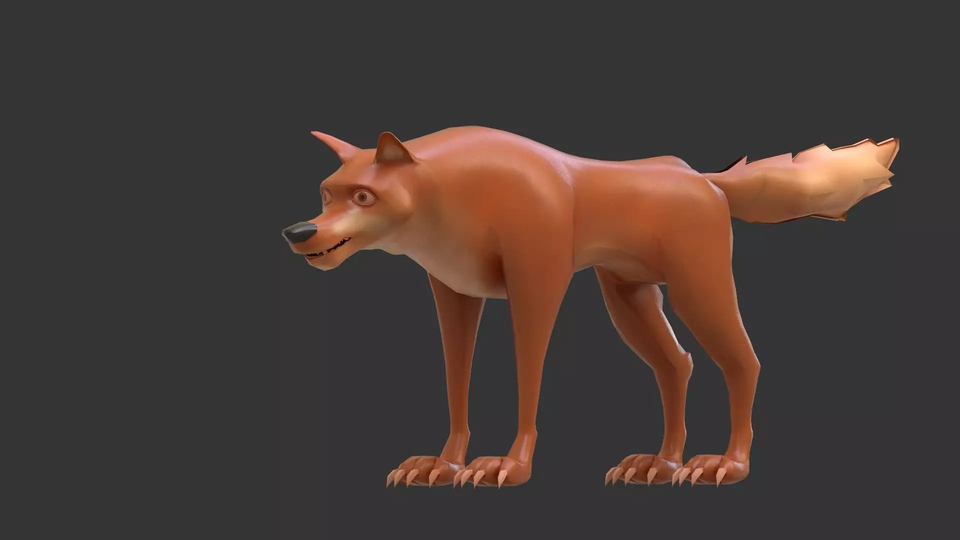 Stylish cartoon wolf 3D model_4