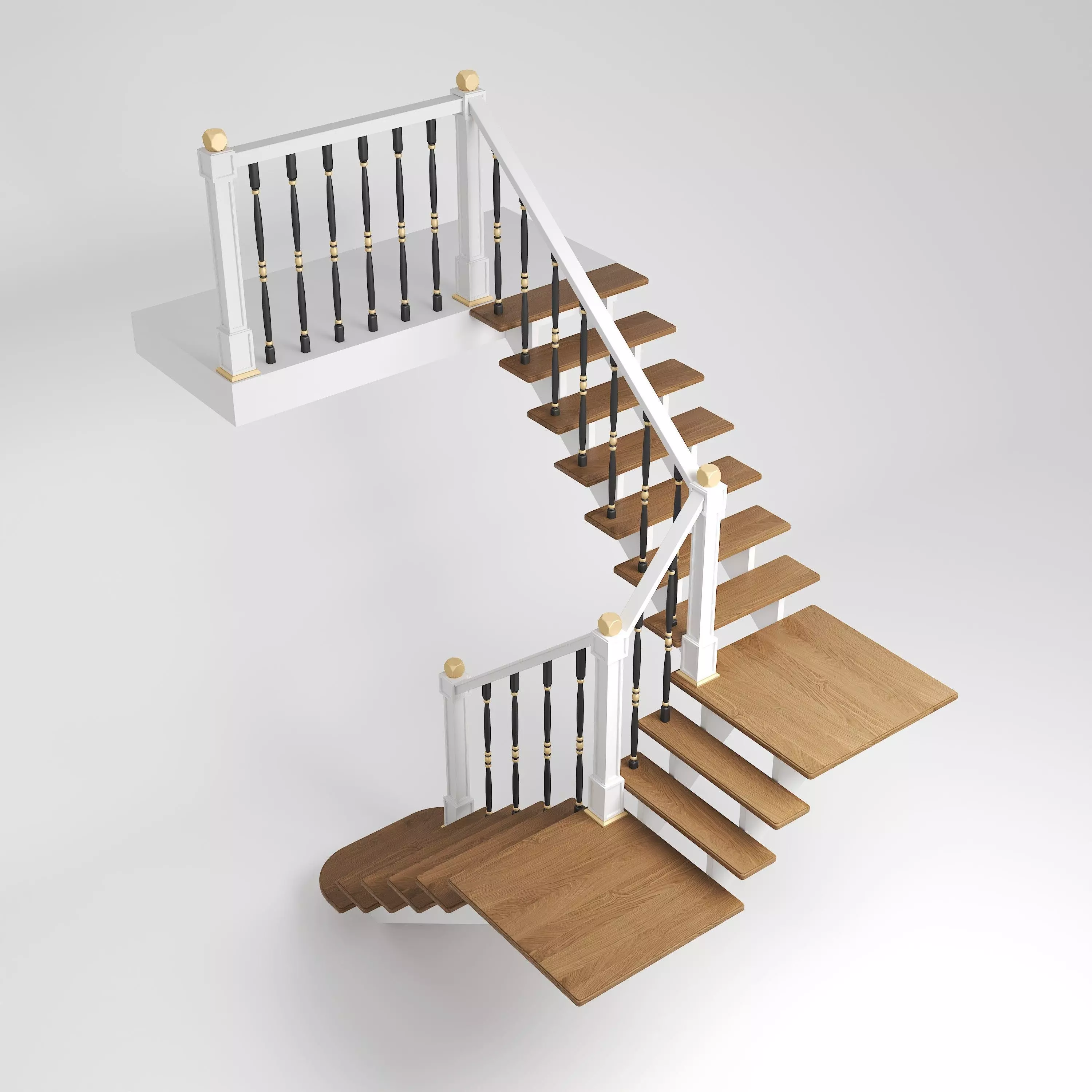 Wooden Classic Stairs Free 3D model