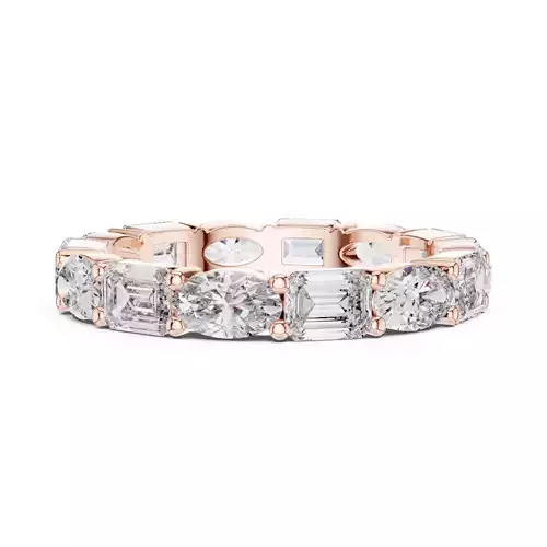 East West Oval Emerald Cut Diamond Wedding Band 3DM STL Video 3D print model