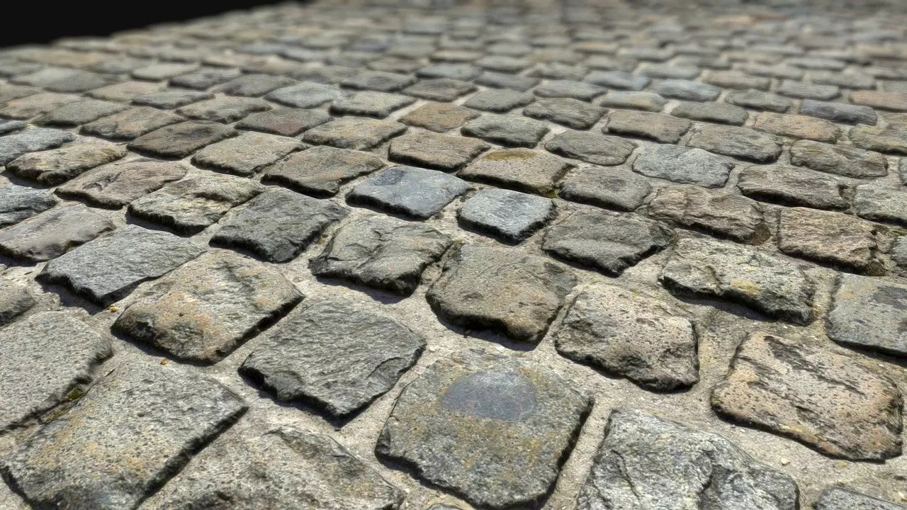 Medieval Cobblestone Road Scan 3D model_0