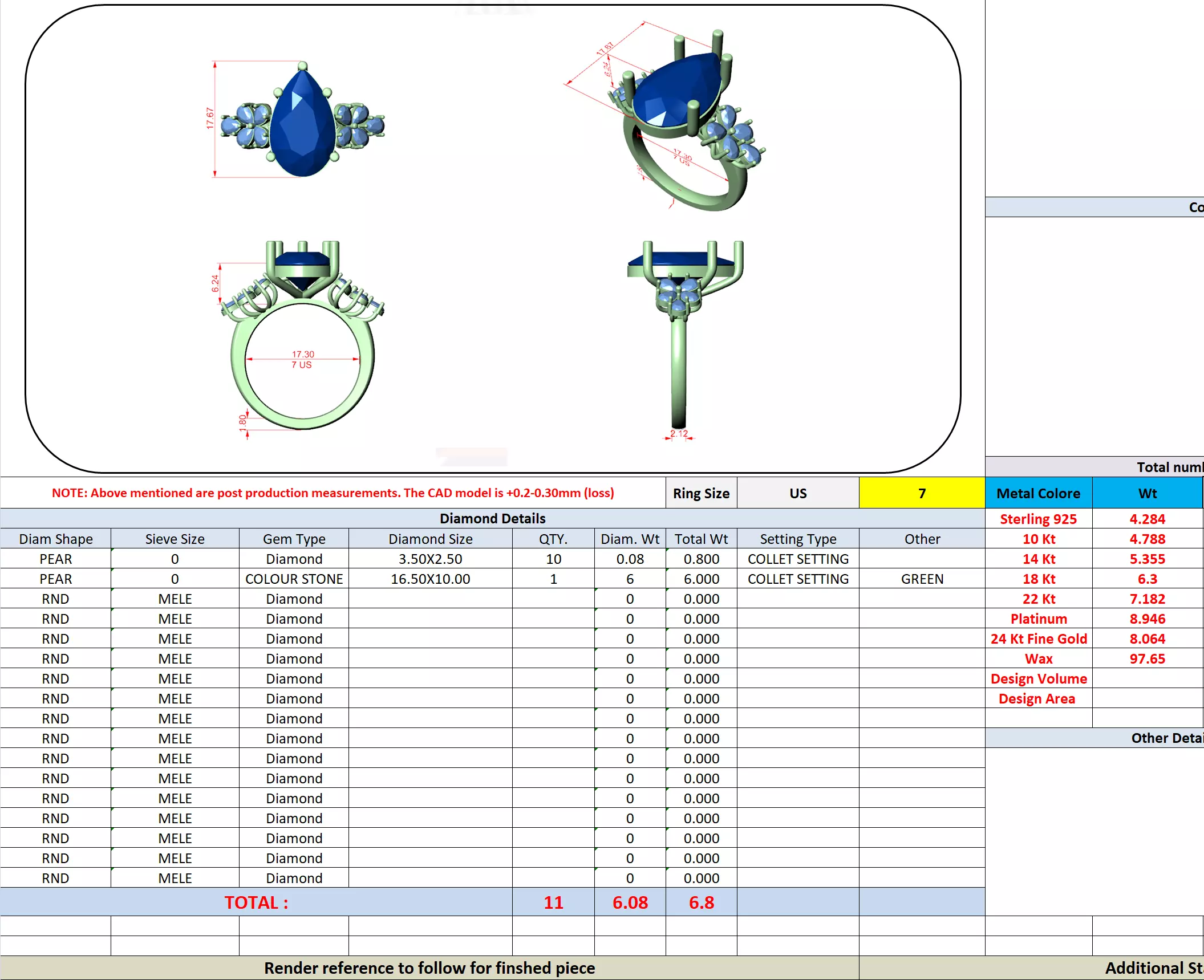 Pear Cut Cluster Diamond Engagement Wedding Ring 3DM STL Video 3D print model_13
