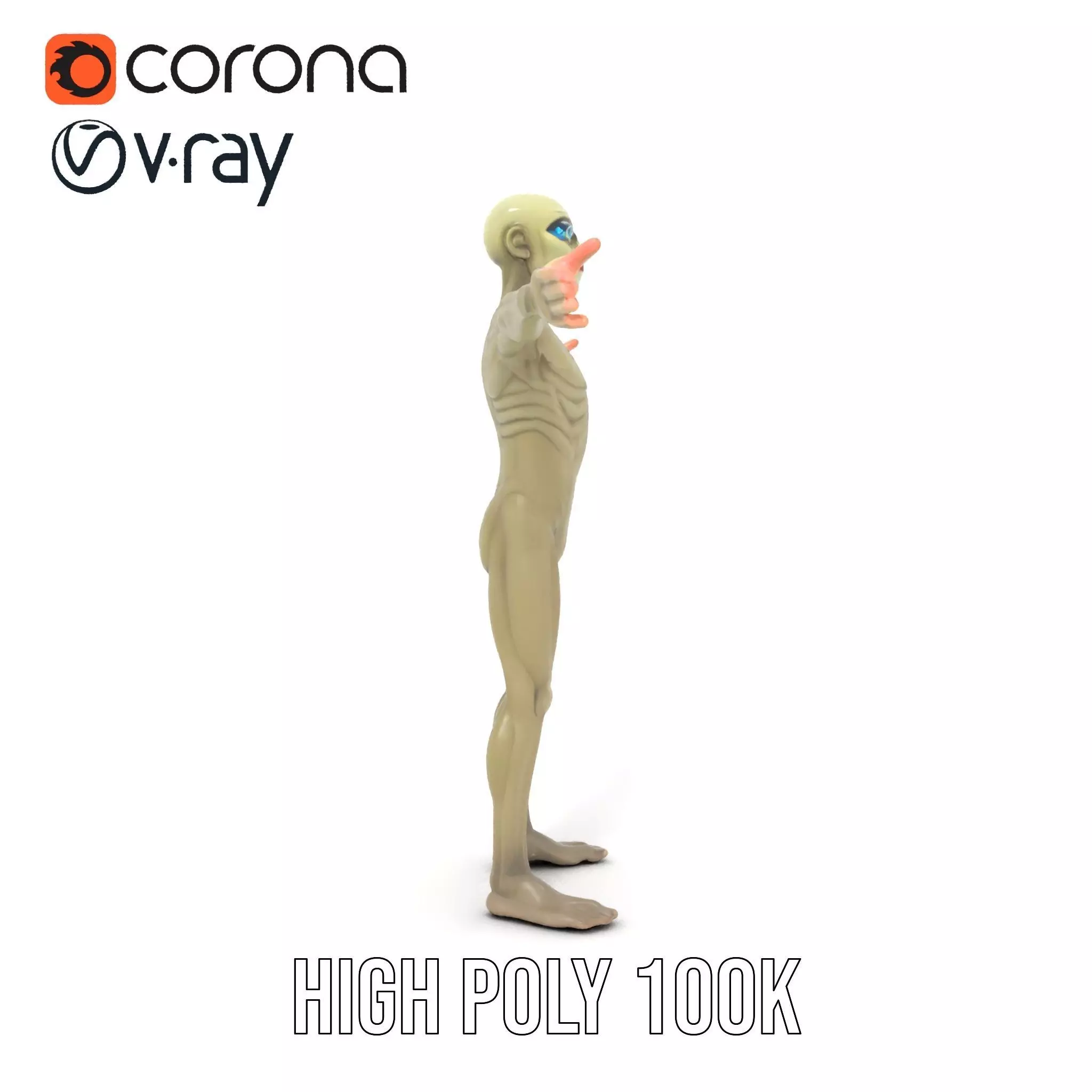 Alien Character Pose model pack Low-poly 3D model_19