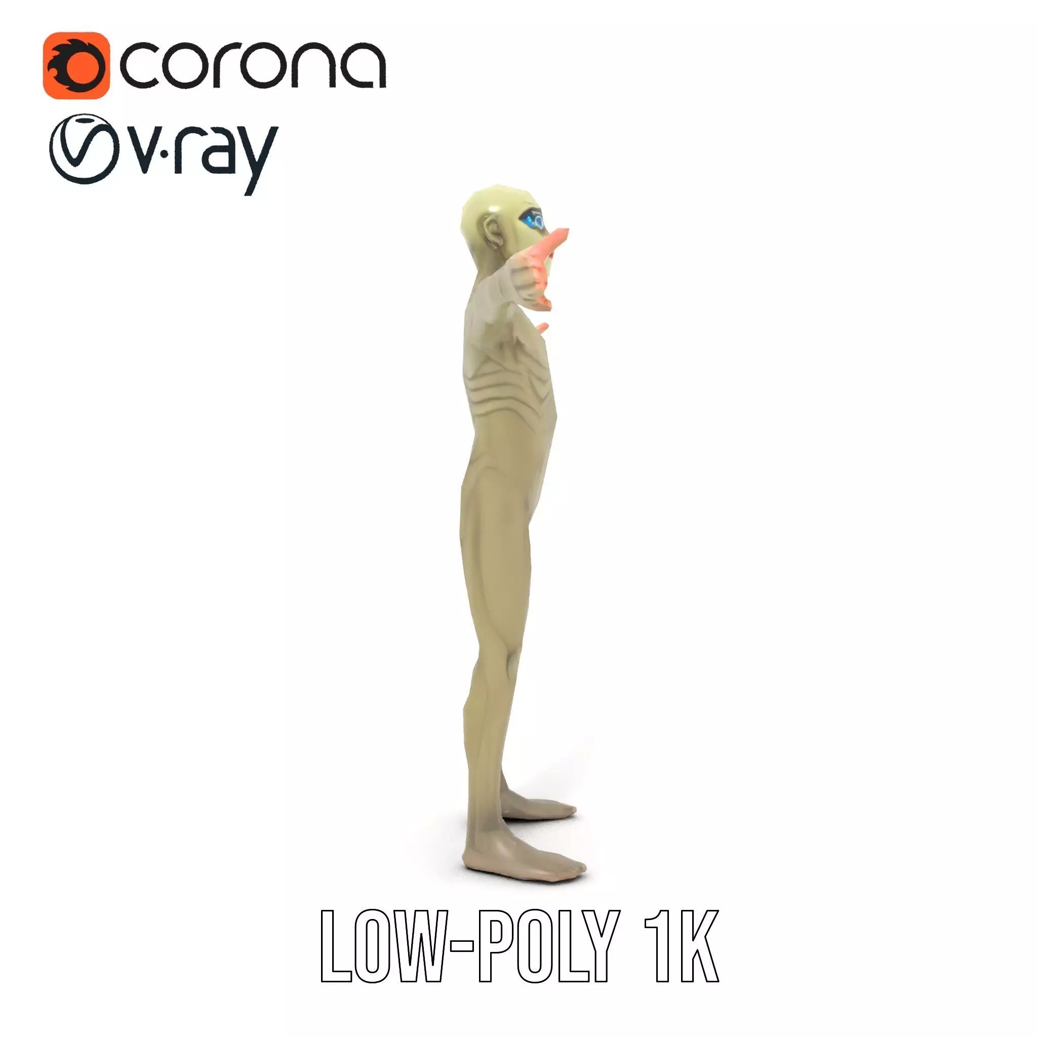 Alien Character Pose model pack Low-poly 3D model_18