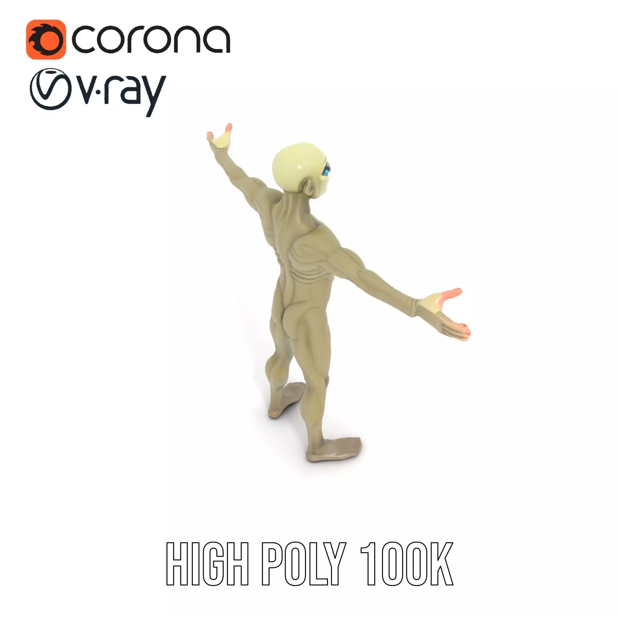 Alien Character Pose model pack Low-poly 3D model_13