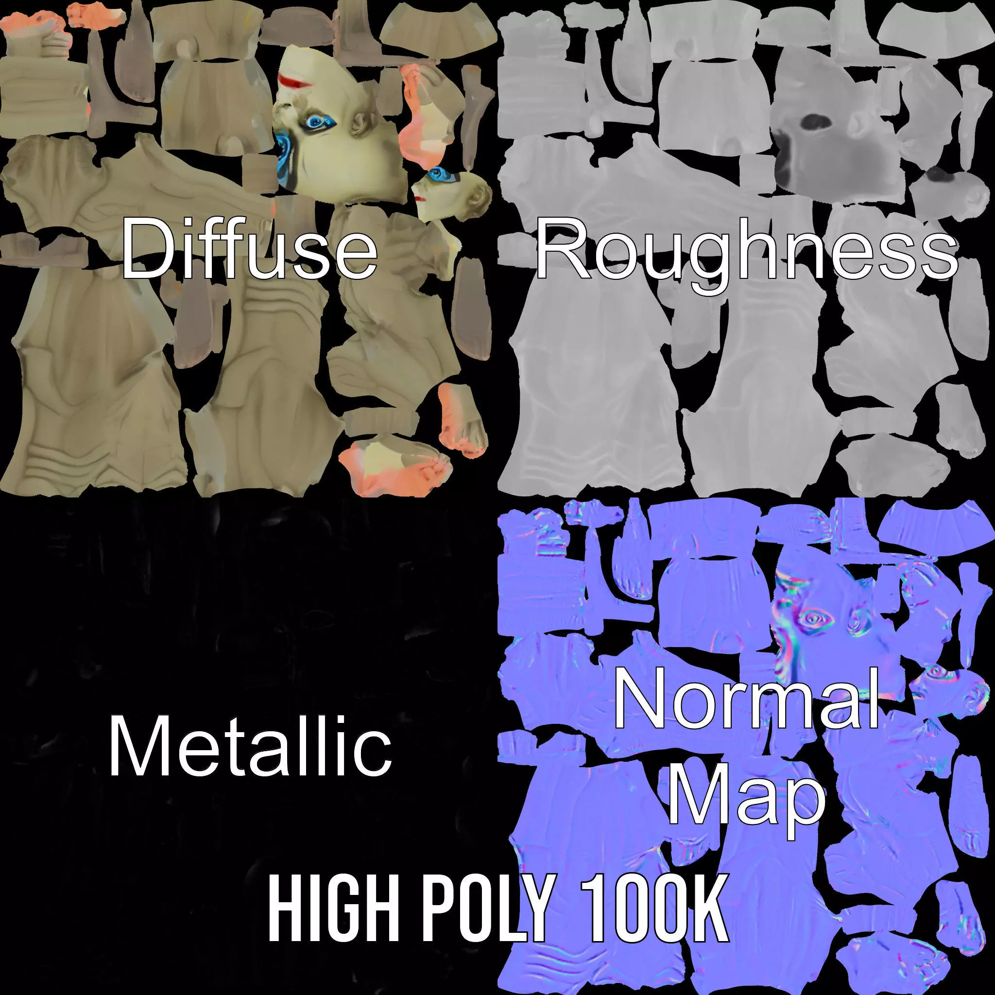 Alien Character Pose model pack Low-poly 3D model_4