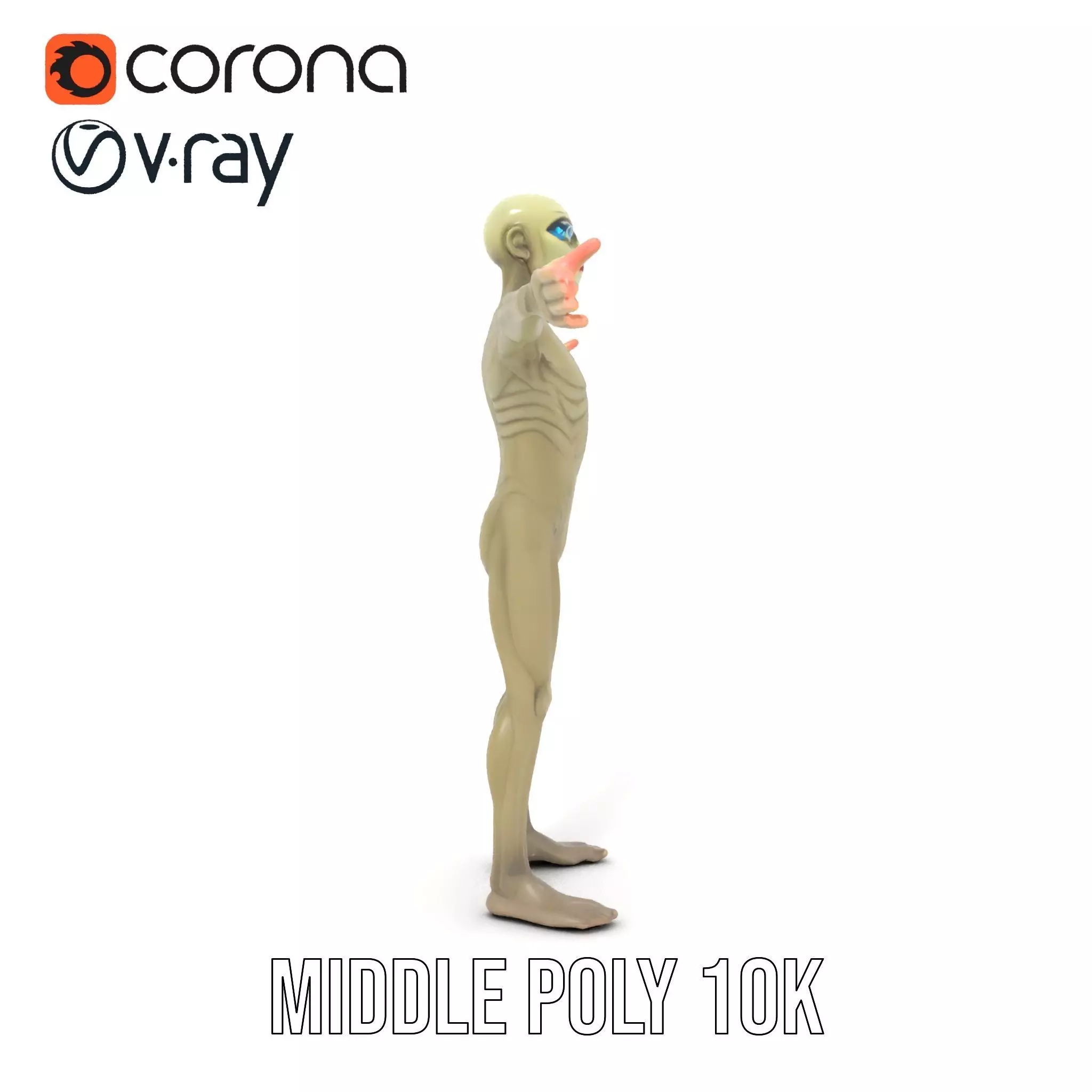 Alien Character Pose model pack Low-poly 3D model_23