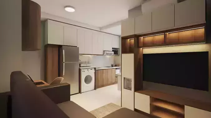 Realistic Living Room Apartment 