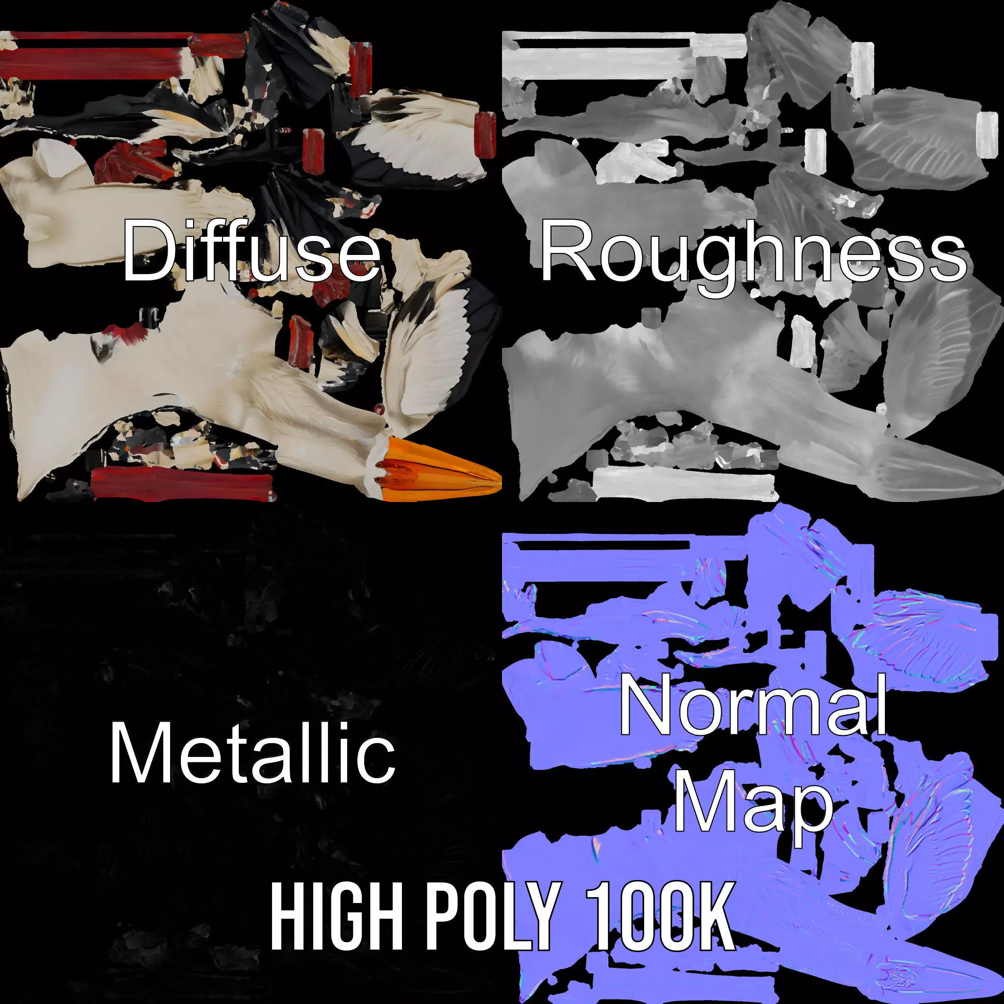 Elegant White Stork model pack Low-poly 3D model_4