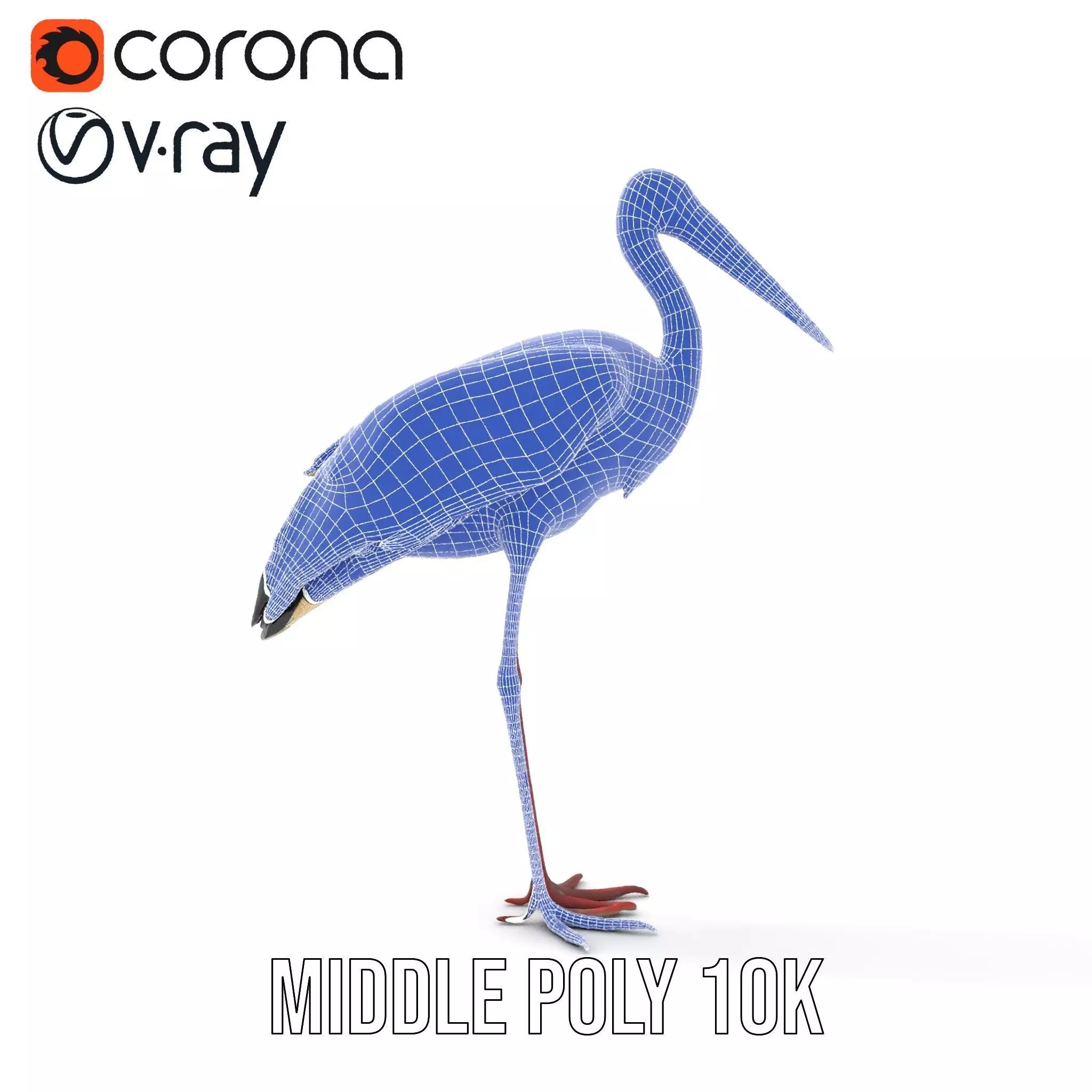 Elegant White Stork model pack Low-poly 3D model_20