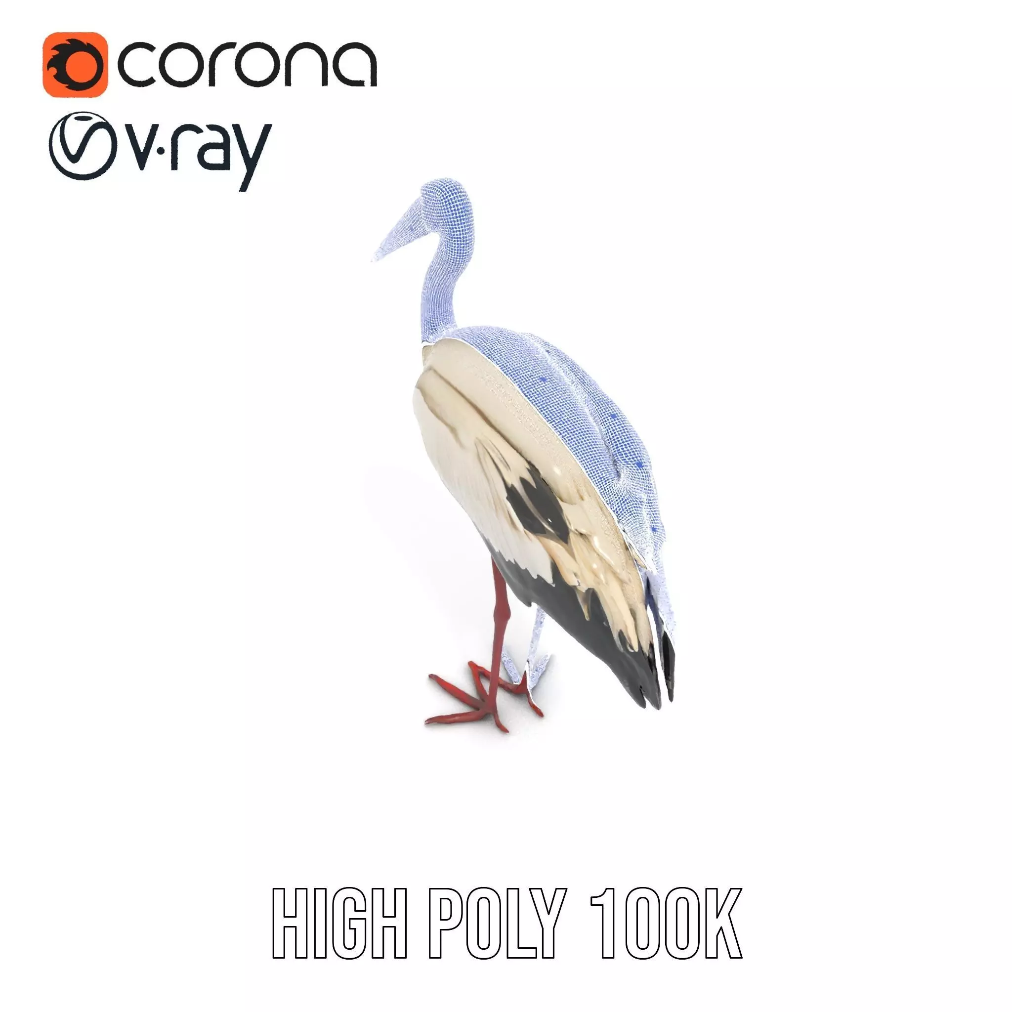 Elegant White Stork model pack Low-poly 3D model_33